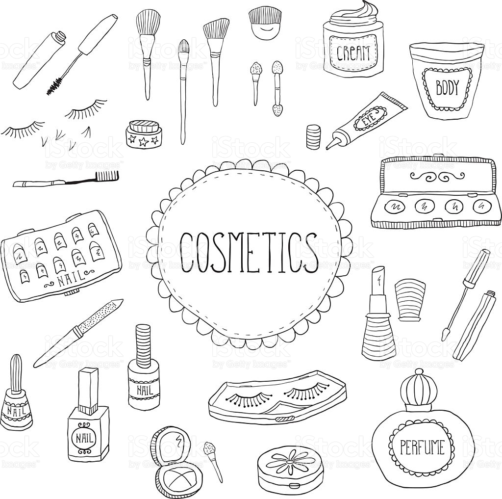 1024x1017 Beauty And Cosmetics Icons Vector Doodles On A White Background