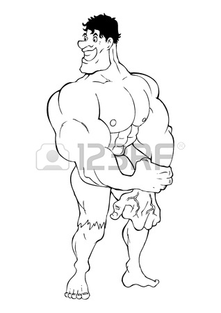 318x450 Outline Illustration Of A Muscular Man Figure For Coloring Page