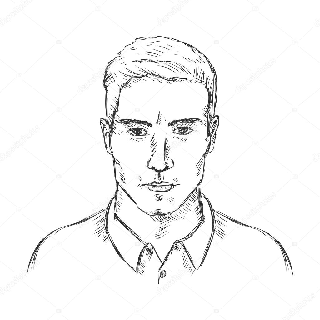 1024x1024 Single Sketch Male Face. Stock Vector Nikiteev