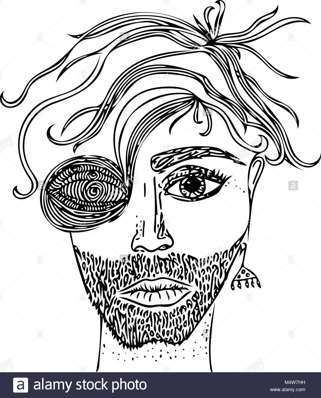 1121x1390 Sketch Fantasy Portrait Of Male Face. Vector Image, Drawn By Hand