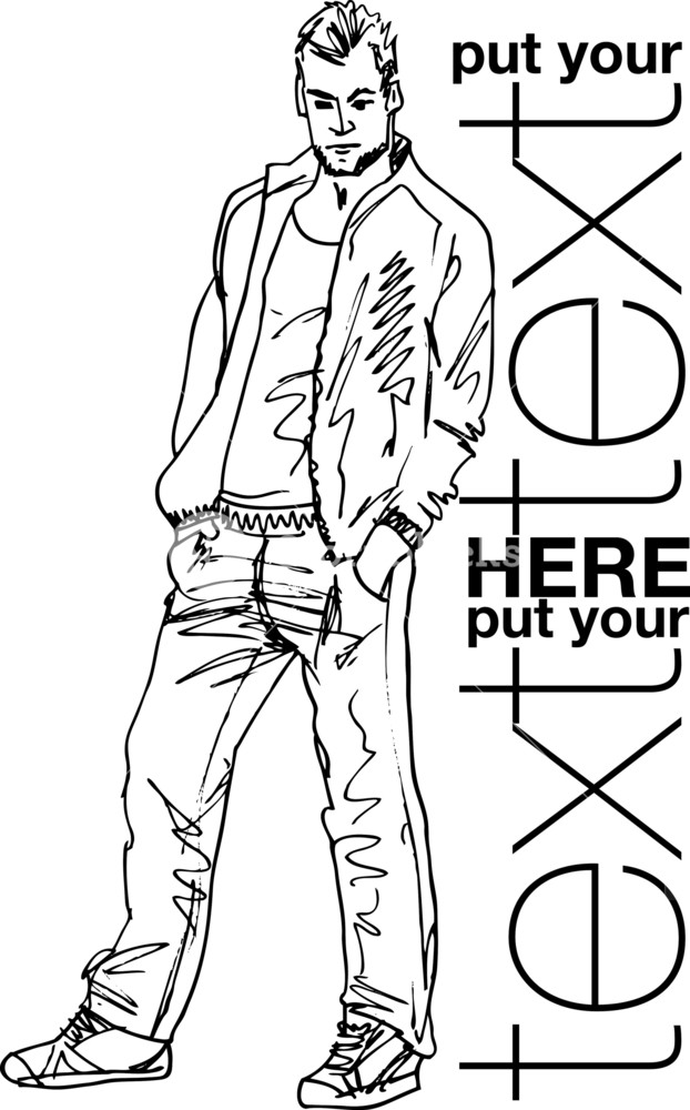 622x1000 Sketch Of Fashion Handsome Man. Vector Illustration Royalty Free