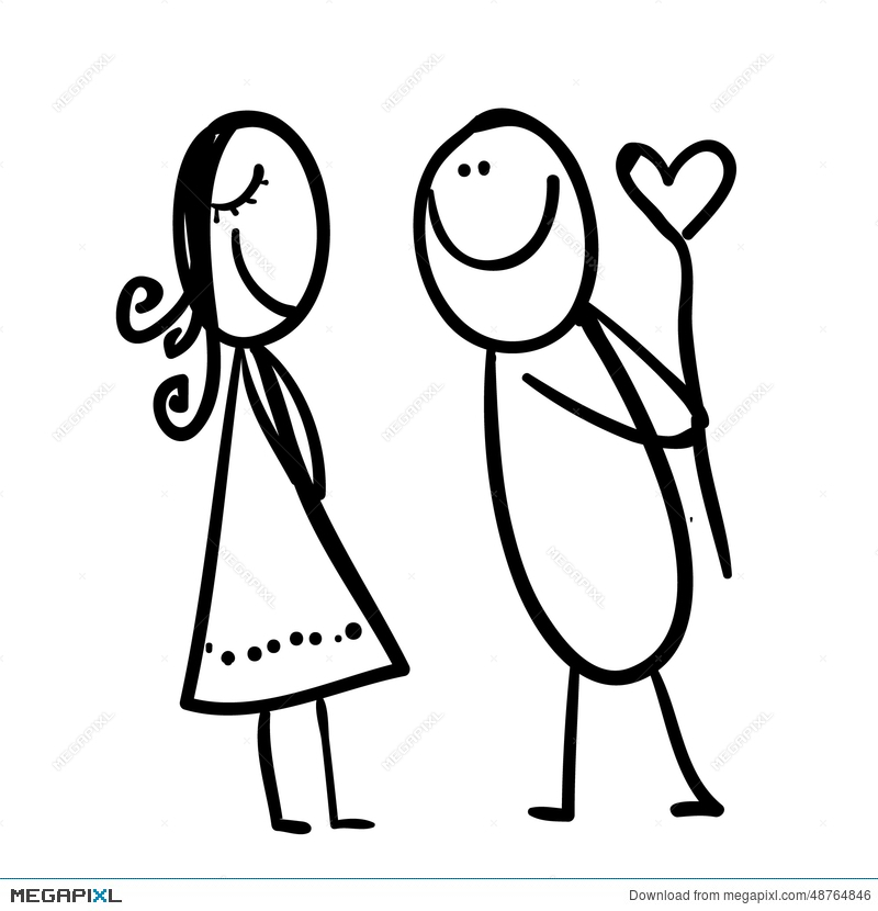 800x830 Figure Of A Man Giving Heart To Woman Illustration 48764846