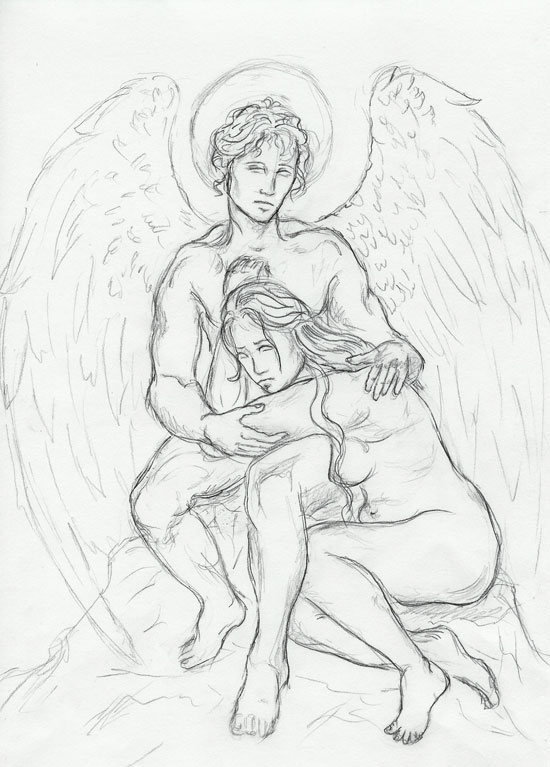 550x767 Guardian Angel Sketch By Sjostrand