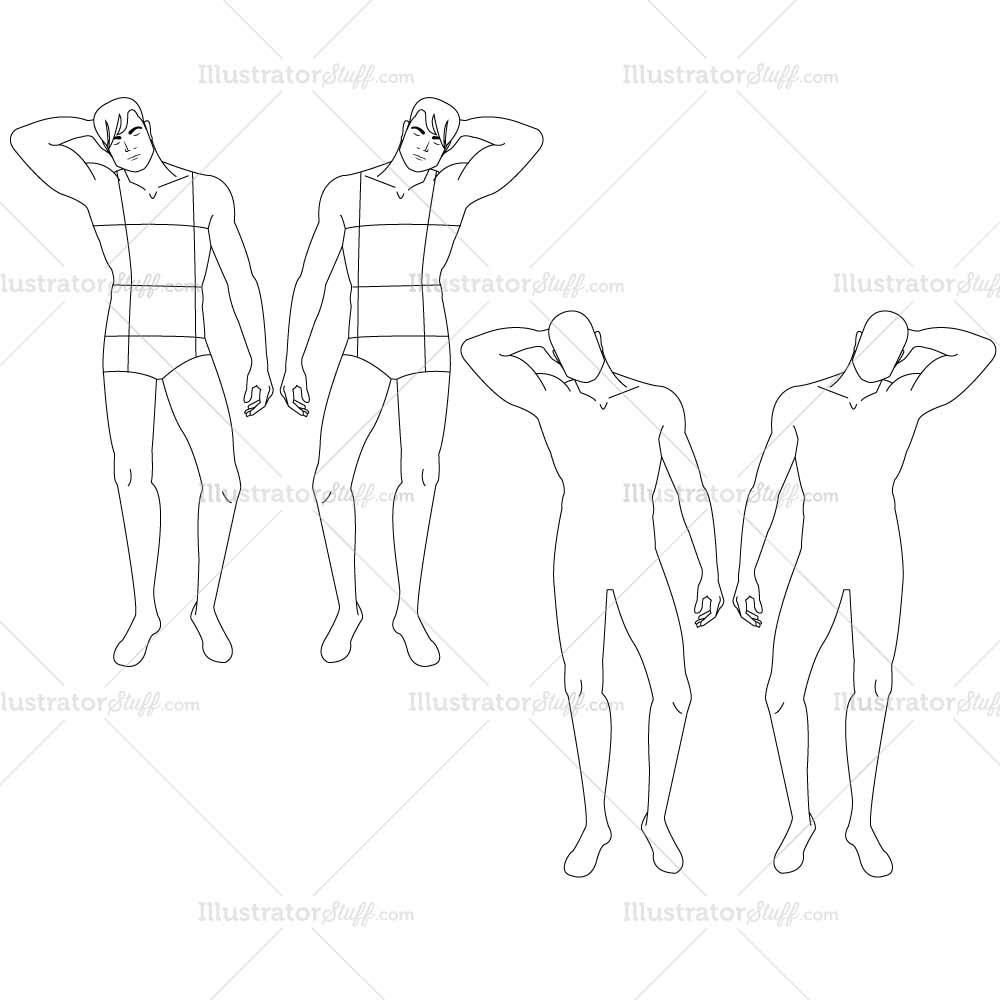 1000x1000 Male Fashion Croquis Template Illustrator Stuff