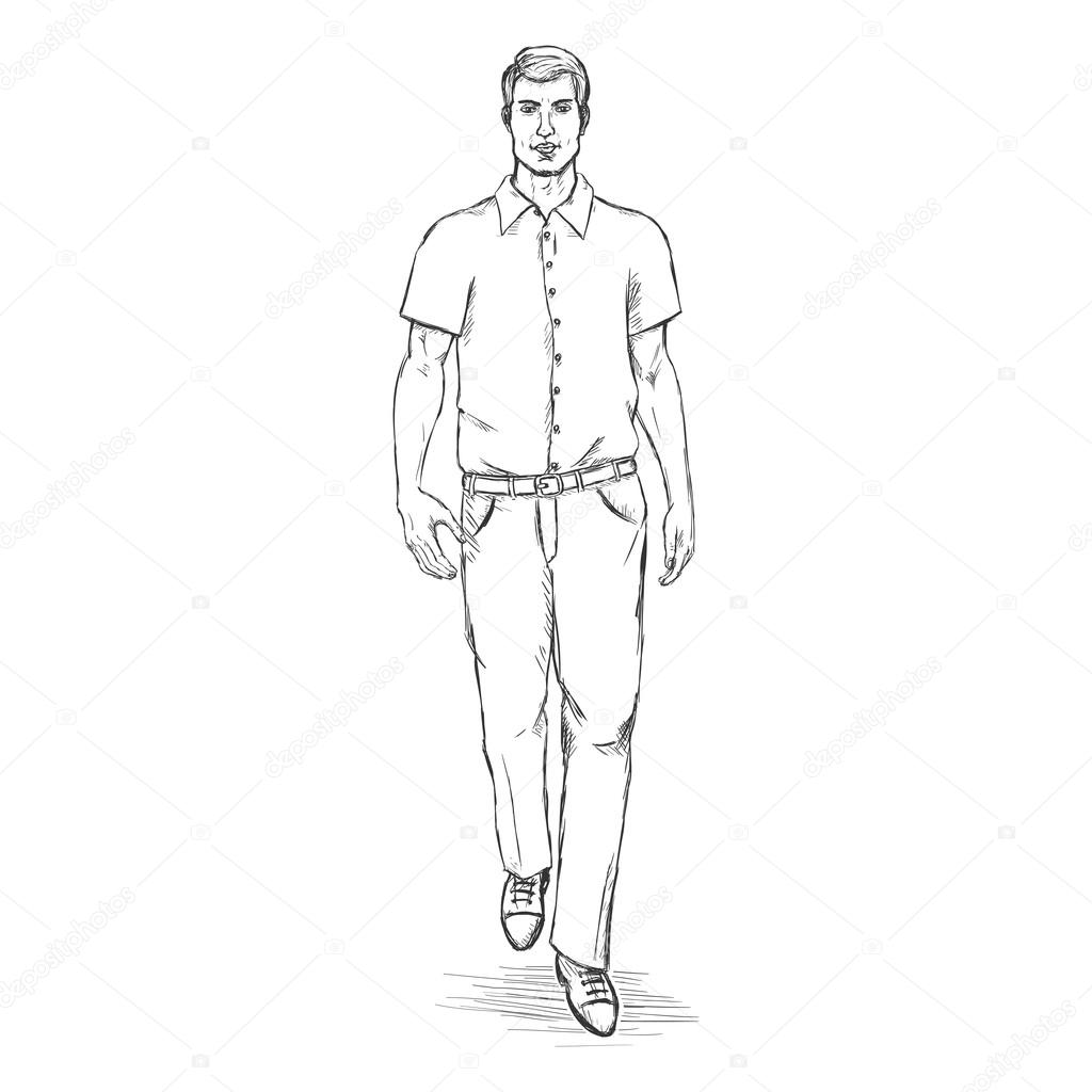 1024x1024 Vector Sketch Man Model Stock Vector Nikiteev