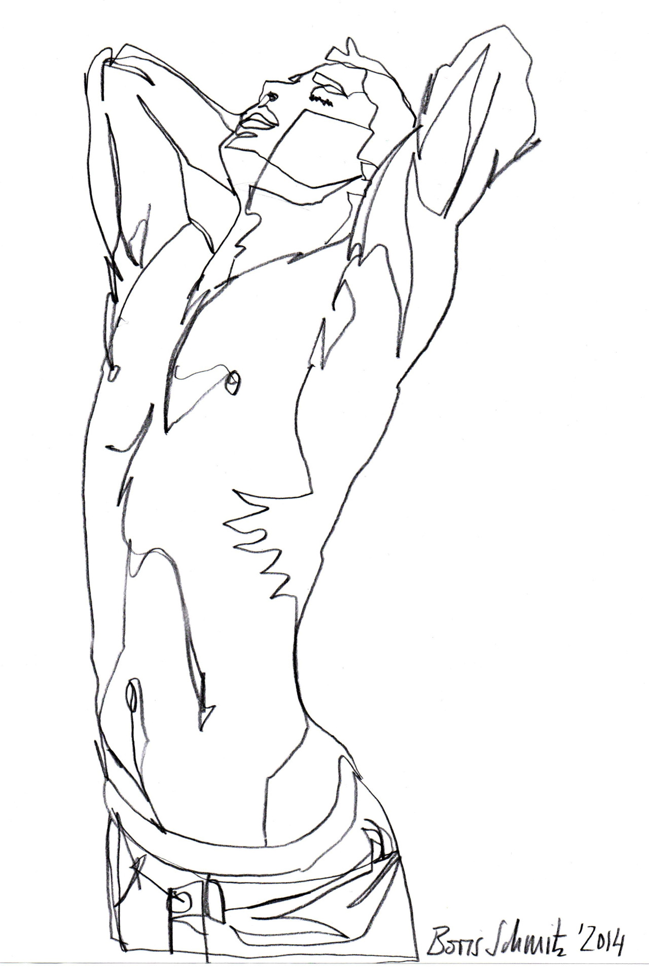 1280x1905 Study Of A Male Model 39, One Continuous Line Drawing By Boris