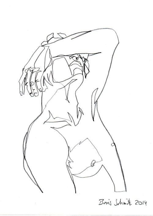 500x707 Study Of A Male Model One Continuous Line Drawing By Boris