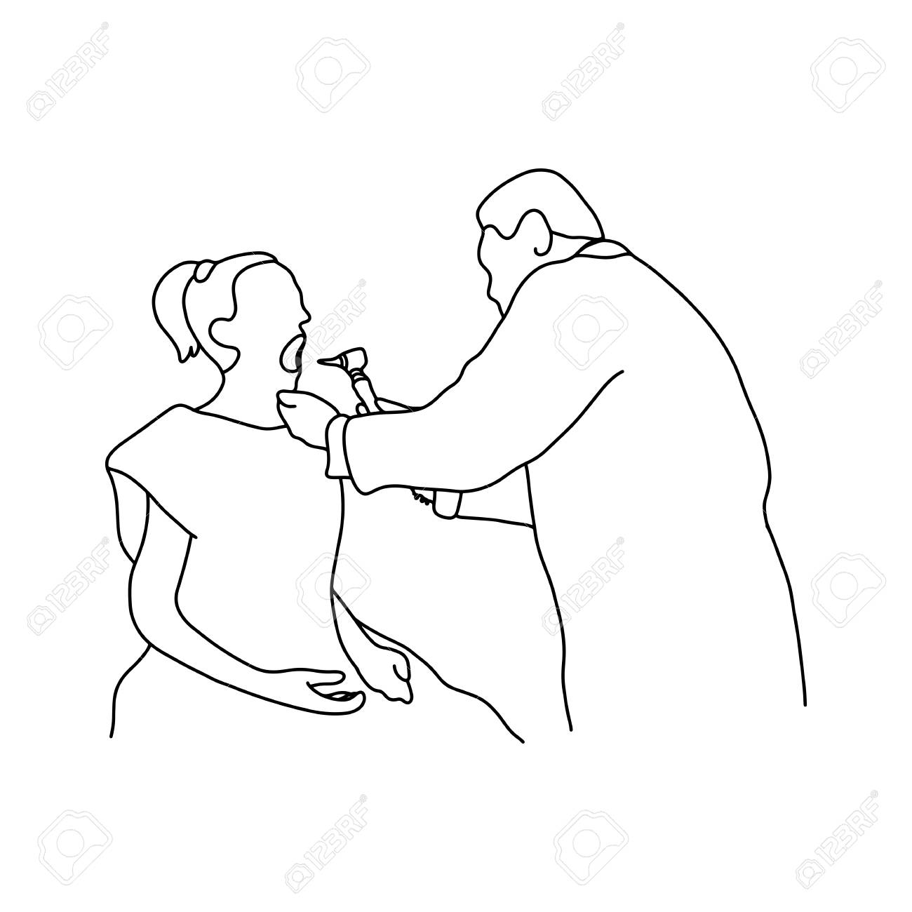 1300x1300 Male Doctor Check Up Mouth Inside Of Female Patient Vector