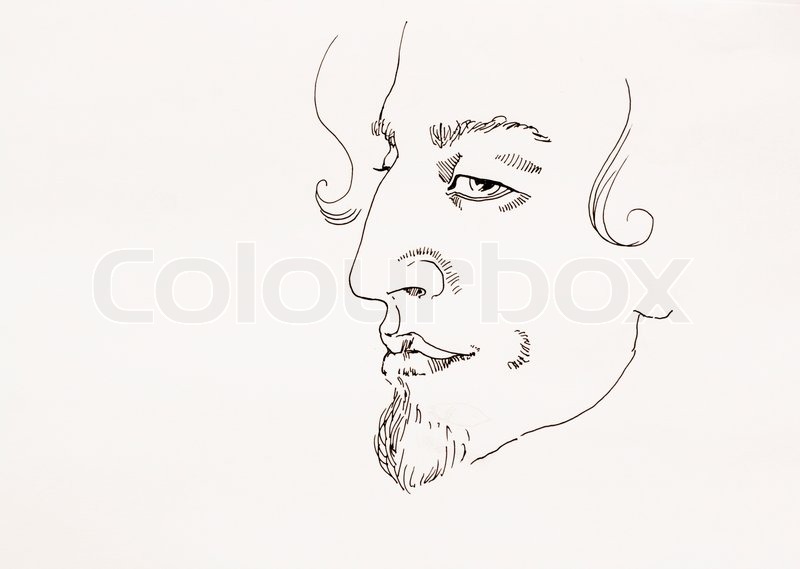 800x569 Abstract Pencil Drawing Man Portrait In Profile Retro Style