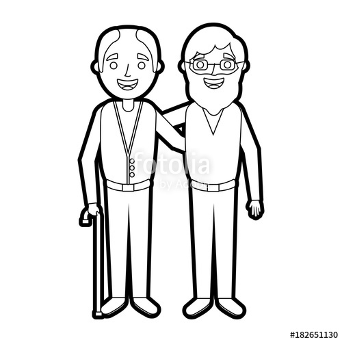 500x500 Cartoon Of Two Old Men Embraced Friends Together Vector