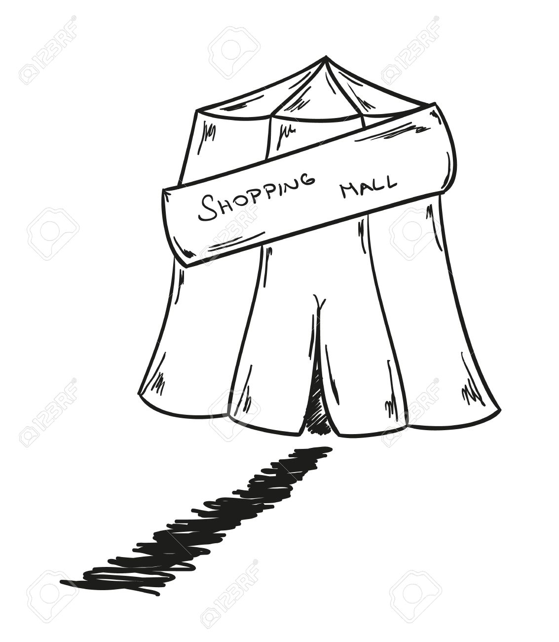 1133x1300 Sketch Of The Shopping Mall Tent On White Background Royalty Free