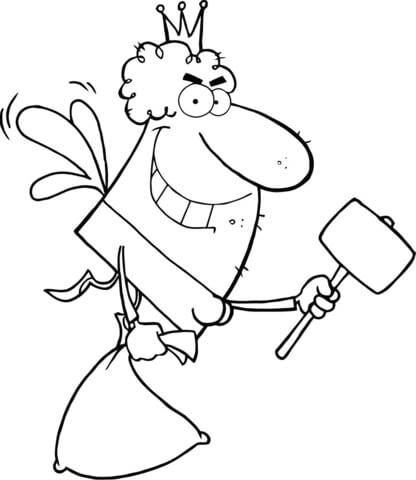 416x480 Tooth Fairy Flying With A Mallet And Bag Coloring Page Free
