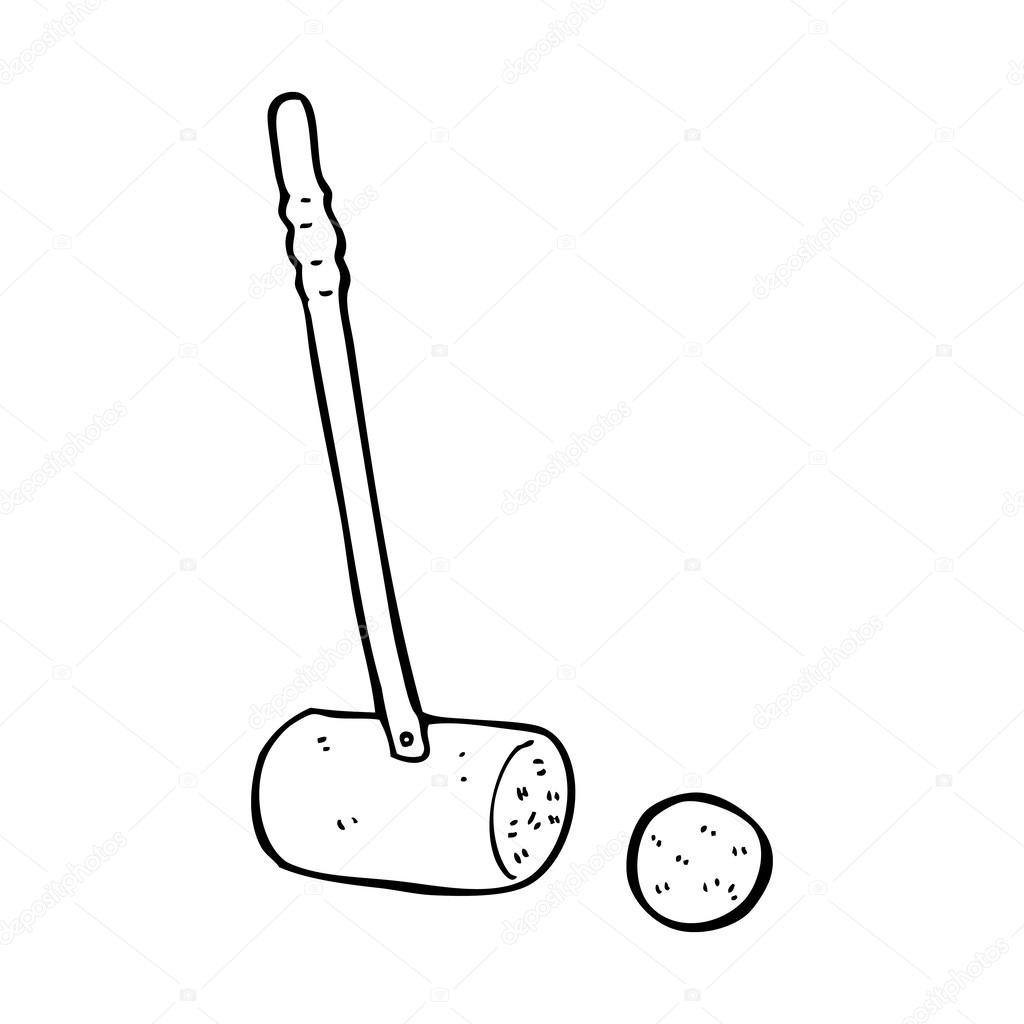 1024x1024 Cartoon Croquet Mallet And Ball Stock Vector Lineartestpilot