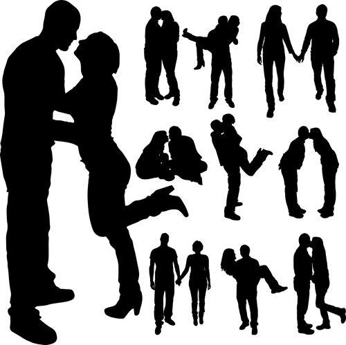 500x499 Different Occupations Man And Woman Silhouettes Vector 01
