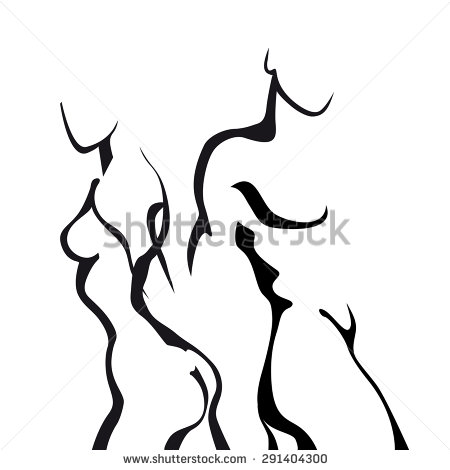 450x470 Abstract Sketch Couple In Love. Woman And Man Body. Inspiration