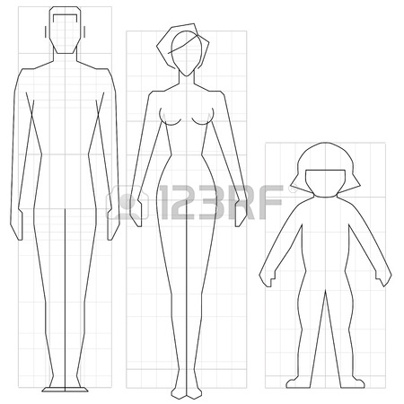 450x450 Drawing Circuit Man, Woman And Child Body, Vector Illustration