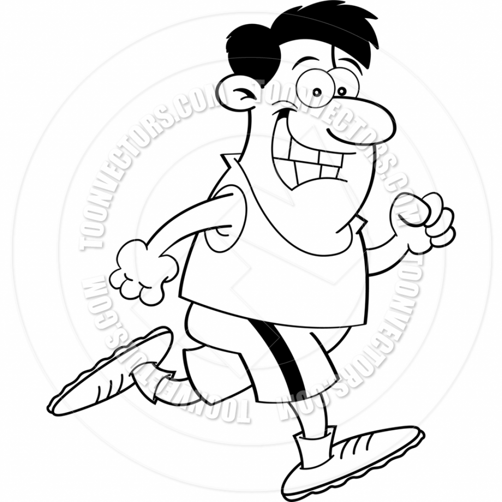 1024x1024 Cartoon Drawing Running Man Cartoon Man Running (Black White Line