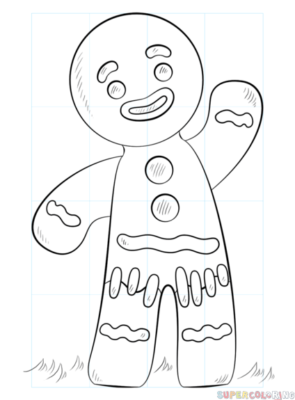 424x575 How To Draw A Gingerbread Man Step By Step Drawing Tutorials