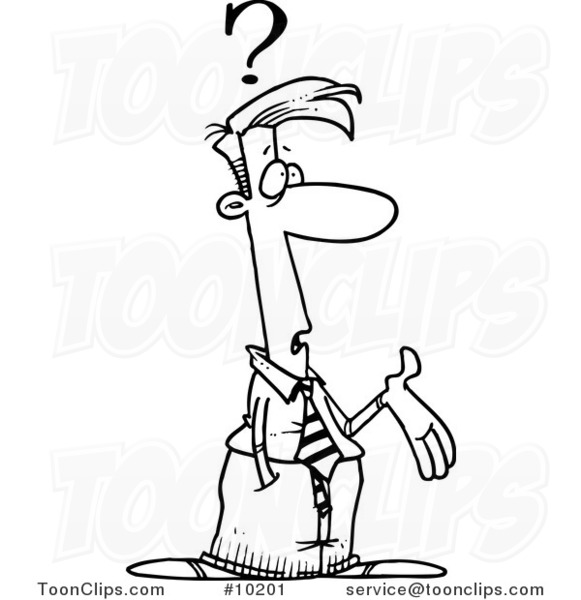 581x600 Cartoon Black And White Line Drawing Of A Confused Business Man