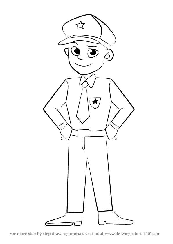 596x843 Learn How To Draw A Policeman (Other Occupations) Step By Step