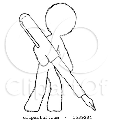 450x470 Sketch Design Mascot Man Drawing Or Writing With Large Calligraphy