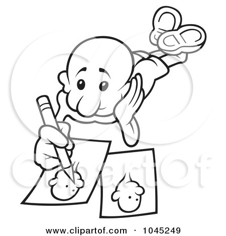 450x470 Royalty Free (Rf) Clip Art Illustration Of A Black And White