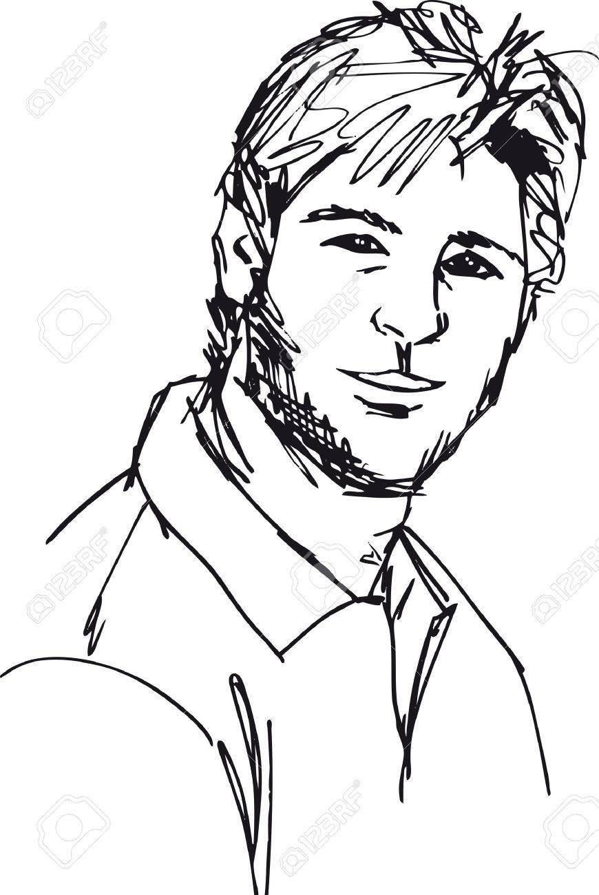 870x1300 Sketch Of Fashion Handsome Man. Vector Illustration Royalty Free