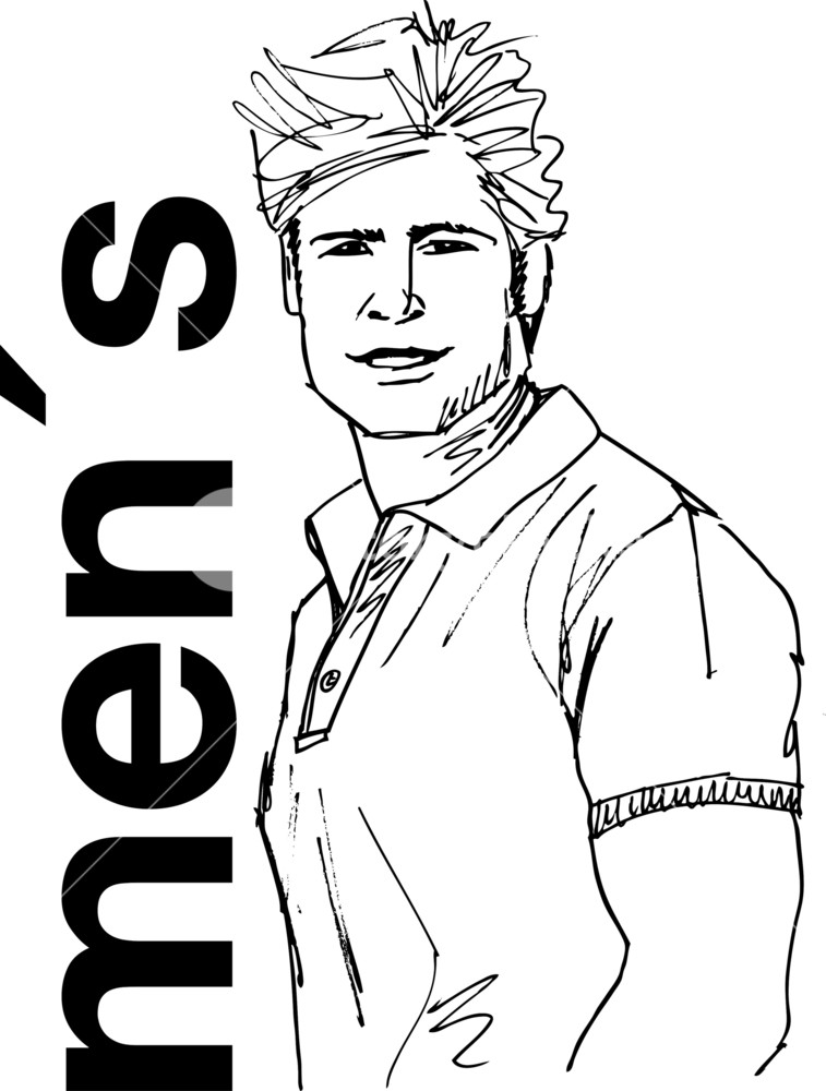 757x1000 Sketch Of Handsome Man Face. Vector Illustration Royalty Free