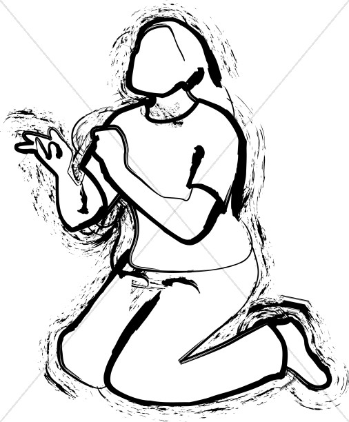 506x612 A Kneeling Woman Prayer Clipart