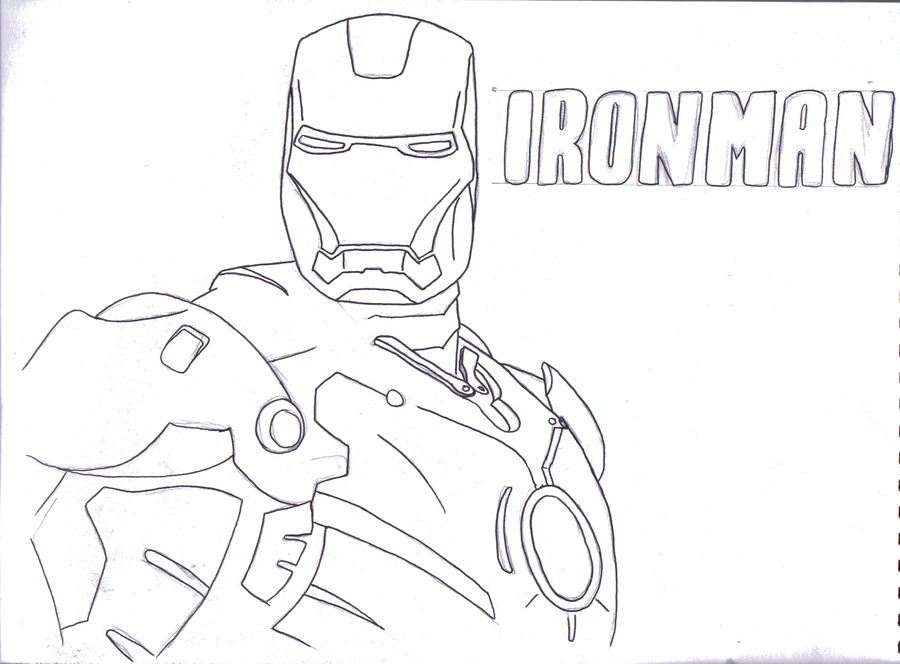 900x664 Ironman Line Drawing By Welshieb