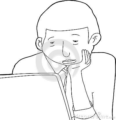 400x413 Lovely Cartoon Man Outline Outline Drawing Of Bored Man Stock