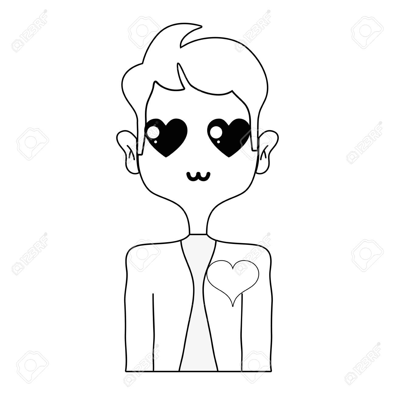 1300x1300 Outline Drawing Of Avatar Lover Man With Elegant Clothes