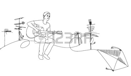 450x261 Illustration Of Cartoon Man Sitting On A Chair Playing