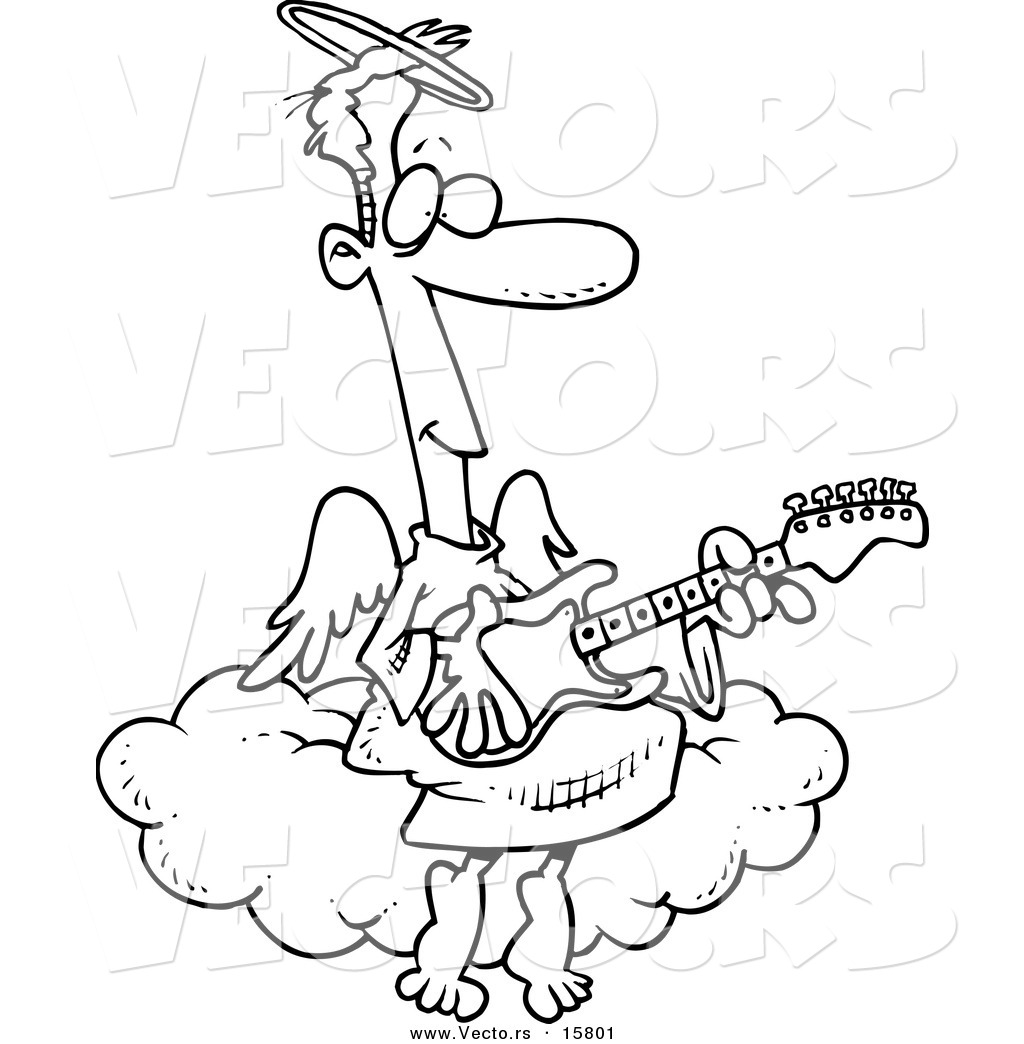 1024x1044 Vector Of A Cartoon Angel Man Playing A Guitar
