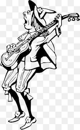 260x419 Drawing Illustration Of Man Playing Guitar, Hand Painted Cartoon