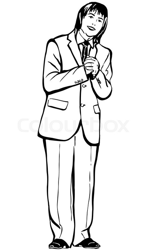 480x800 Black And White Vector Sketch Of A Young Man Praying Stock