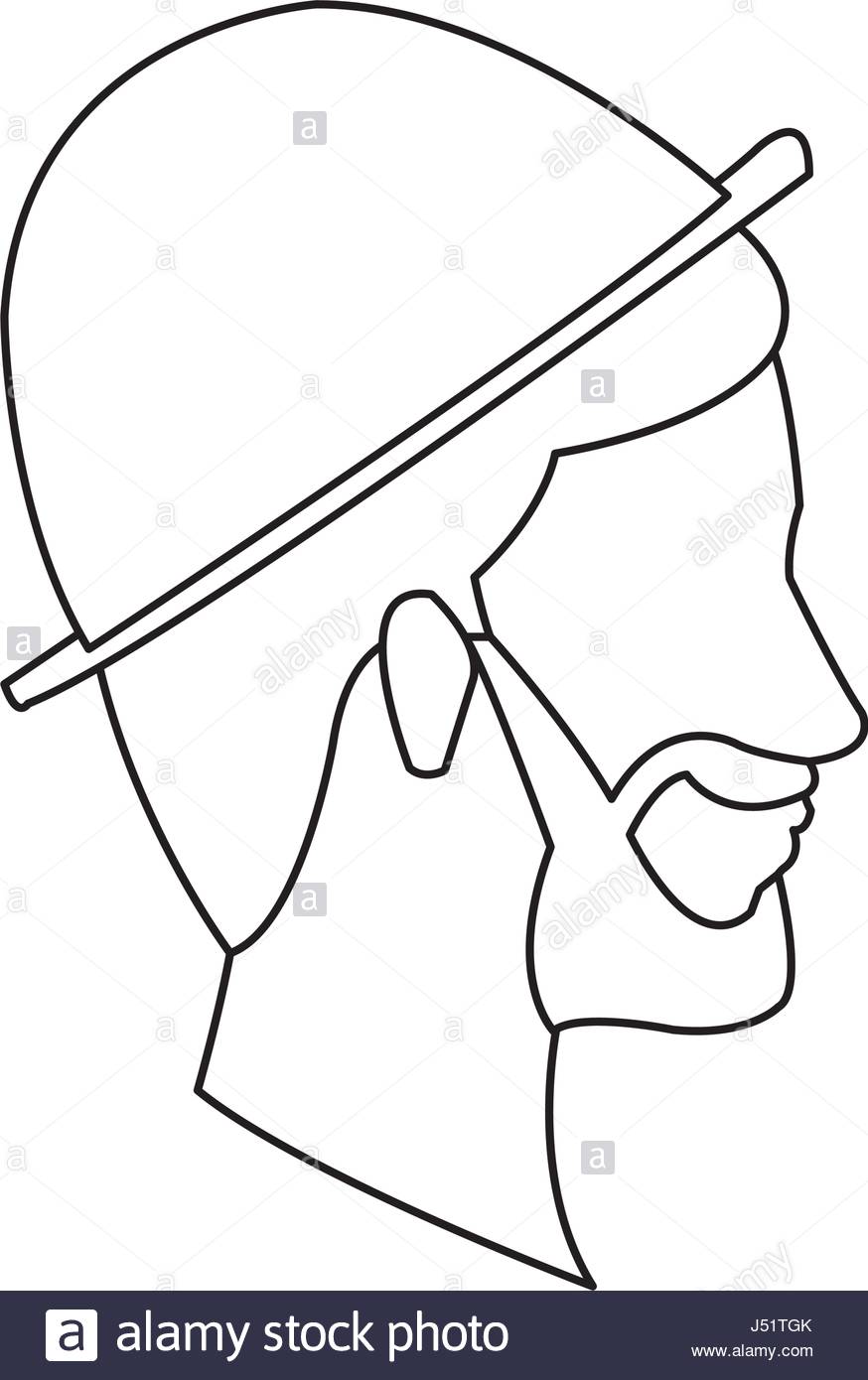 874x1390 Bearded Head Man Profile With Hat Outline Stock Vector Art