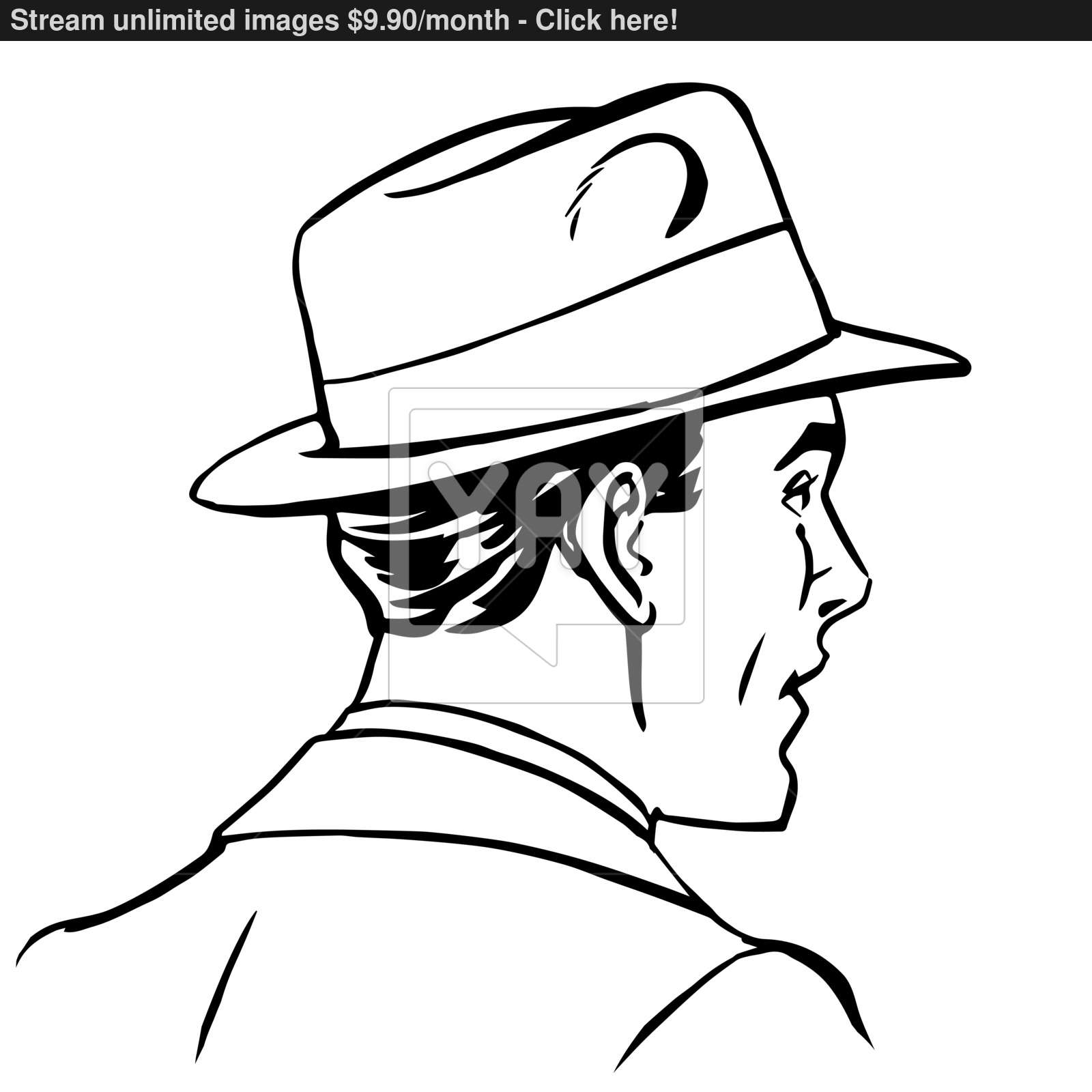 1600x1600 Man Hat Profile Line Art Vector