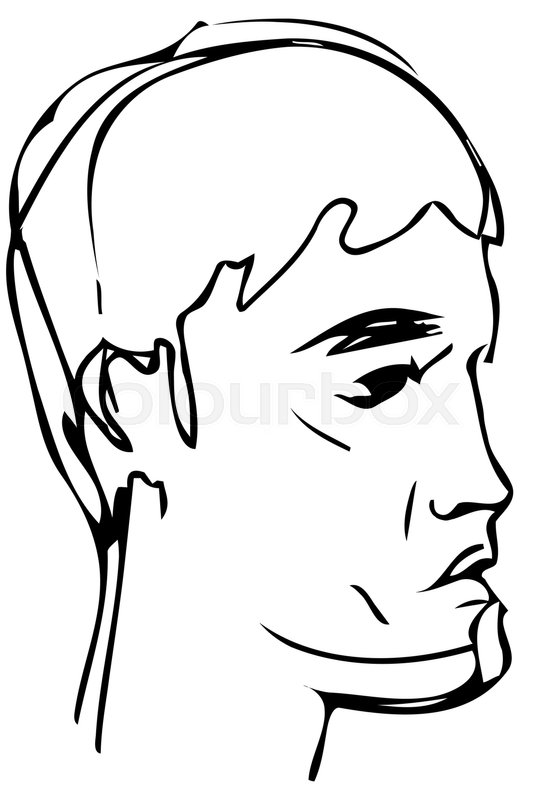 533x800 Black And White Vector Sketch Of A Young Man Profile Stock