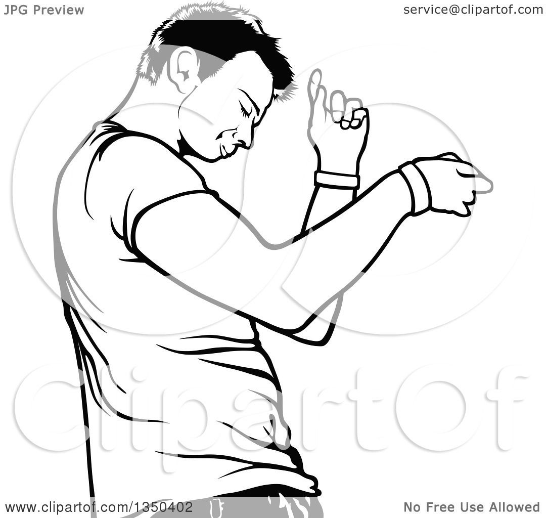 1080x1024 Clipart Of A Black And White Dancing Young Man In Profile