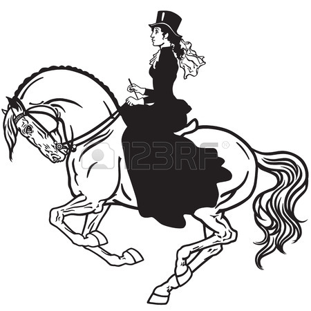 450x450 Lady Sitting On A Horse. Woman Side Saddle Horseback Riding