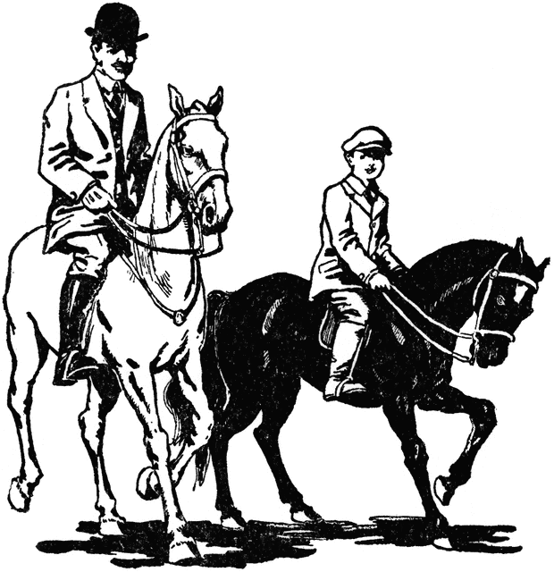 620x640 Man And Boy Riding Horses Clipart Etc