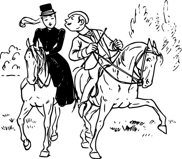 600x525 Couple Riding Horses Clip Art Free Vector In Open Office Drawing