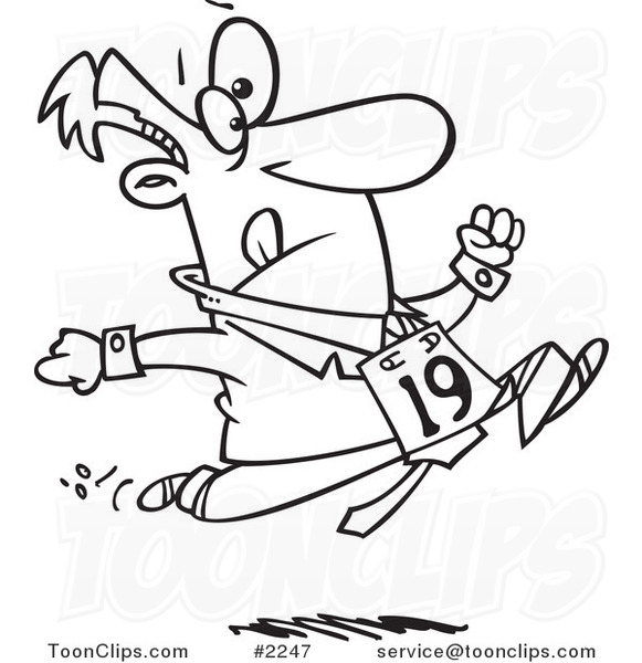581x600 Cartoon Black And White Line Drawing Of A Business Man Running