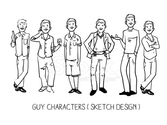 586x440 Man Sketch Drawing Vector Illustration Stock Vector