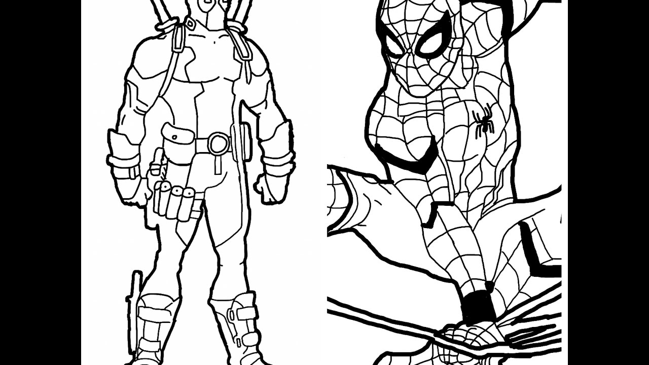 1280x720 Deadpool And Spider Man Drawings