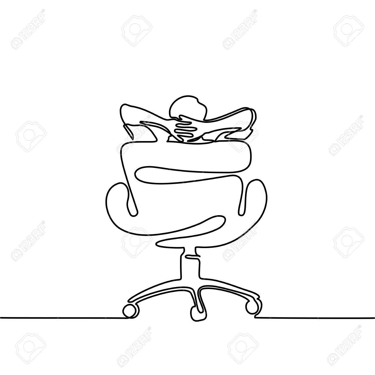 1300x1300 Continuous Line Drawing. Man Thinking And Dreaming In Office