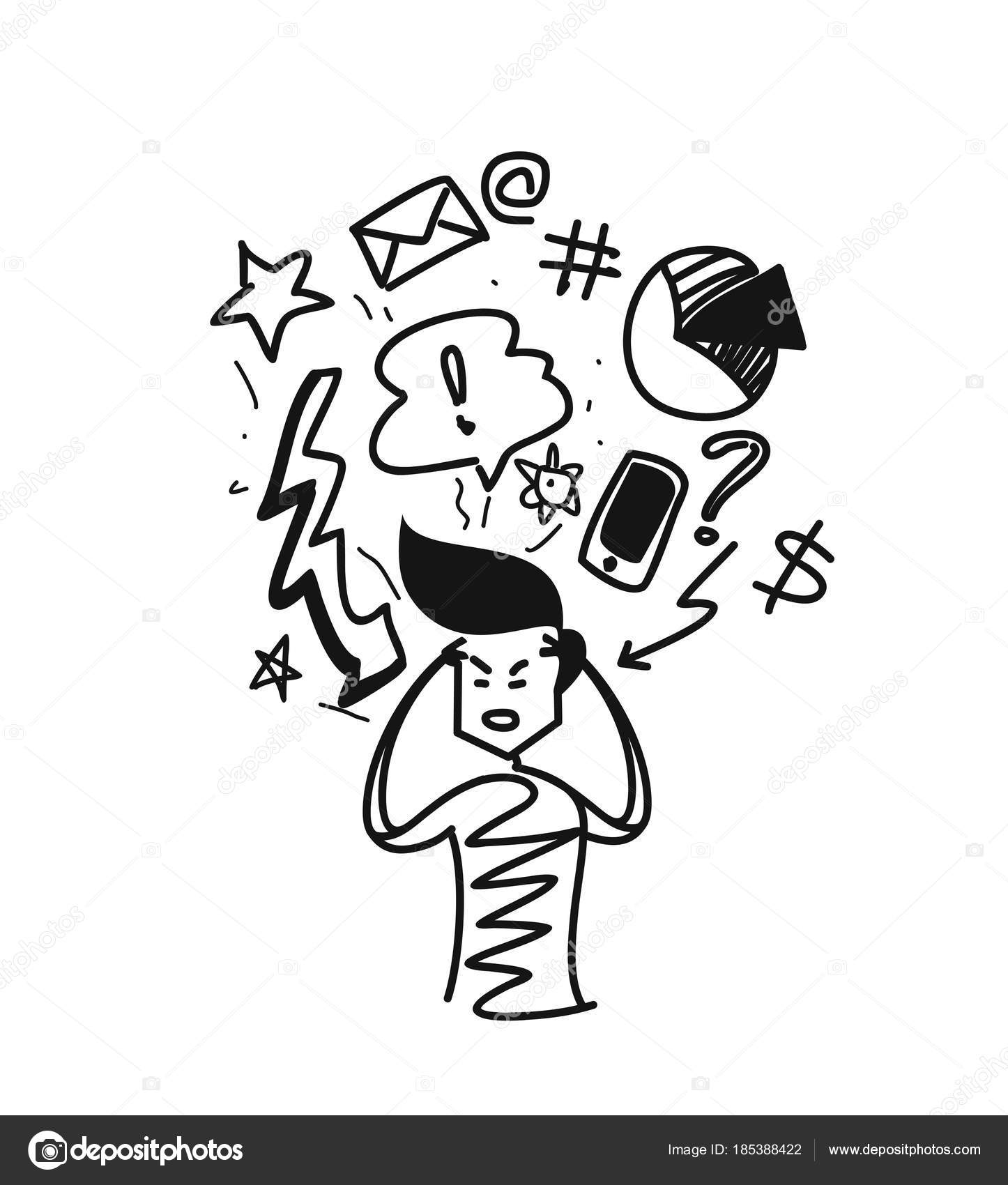 1446x1700 Man Thinking Concept Doodles Icons Set, Cartoon Hand Drawn Sketc