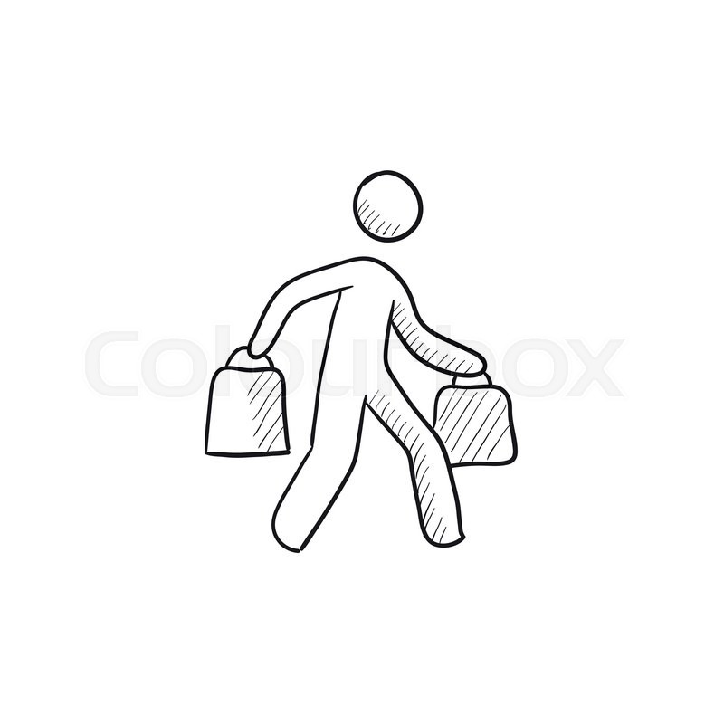 800x800 Man Carrying Shopping Bags Vector Sketch Icon Isolated