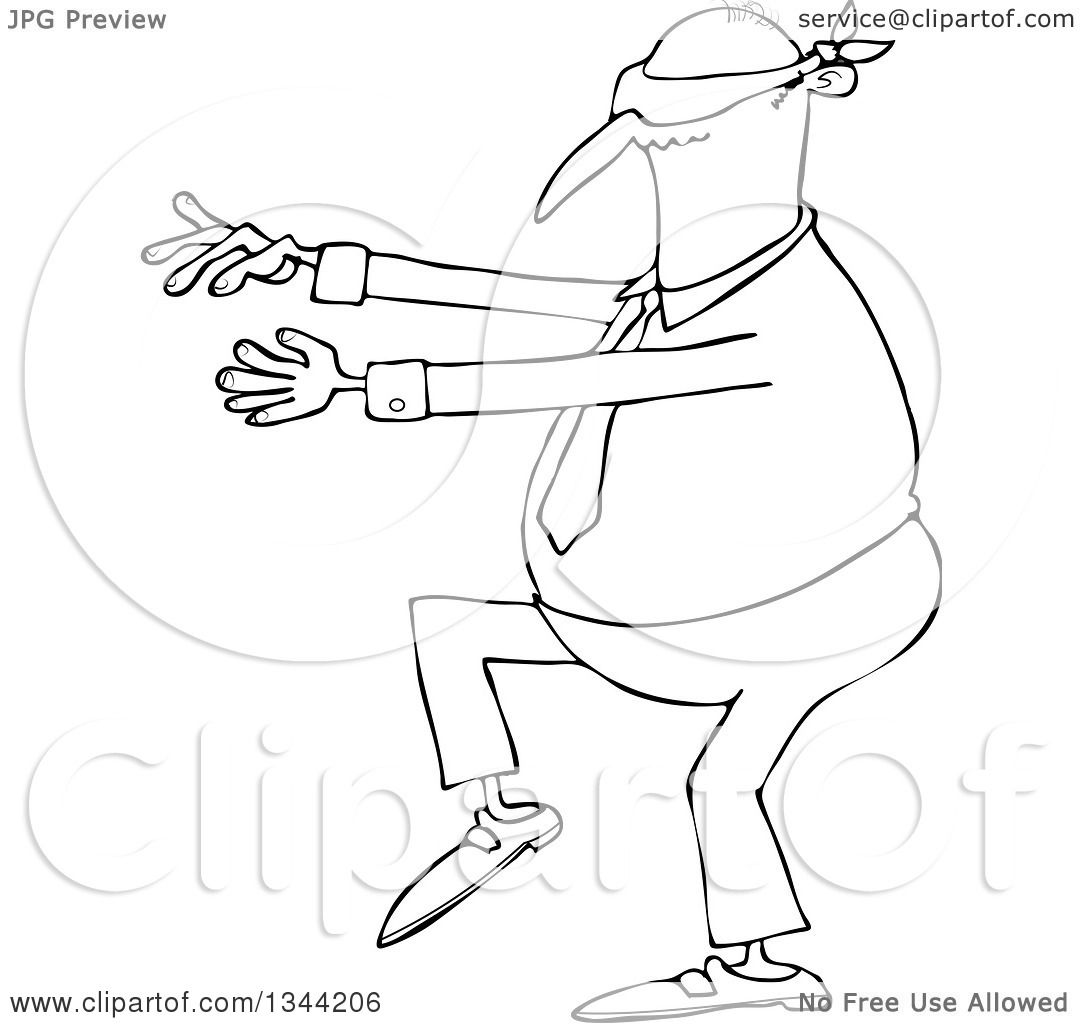 1080x1024 Outline Clipart Of A Cartoon Black And White Chubby Business Man